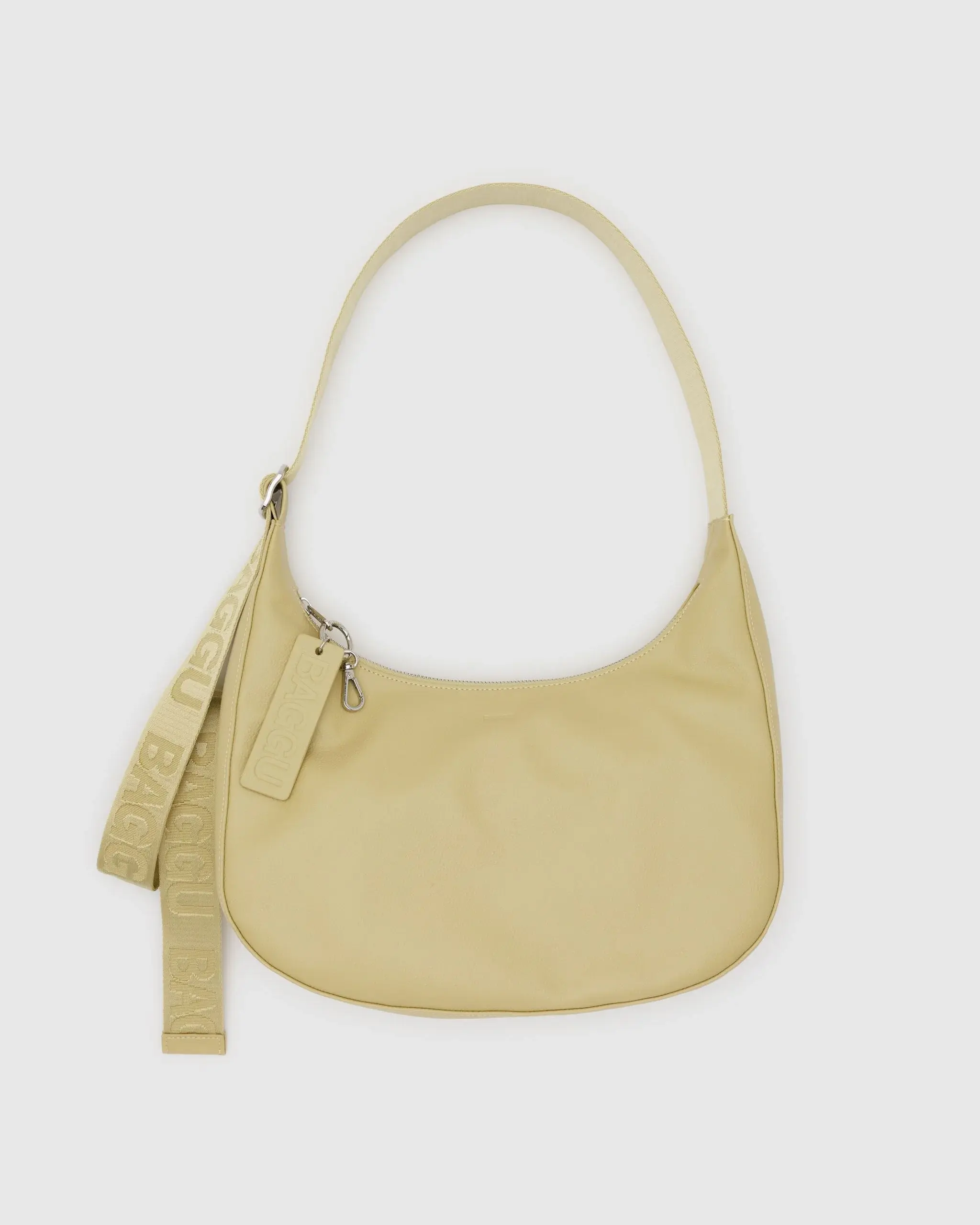 Medium Recycled Leather Crescent Bag Straw