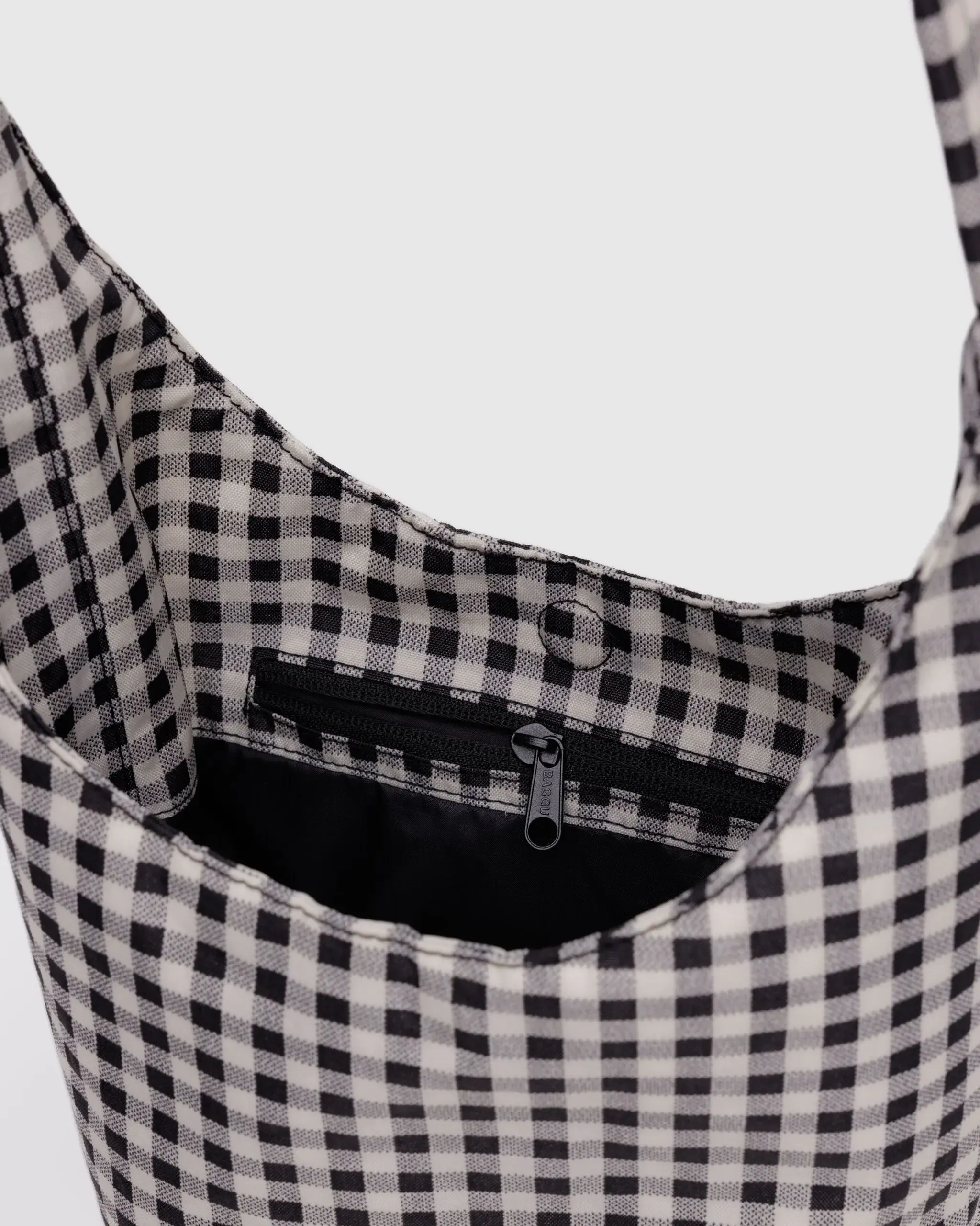 Small Nylon Sling Black & White Gingham - Image 4