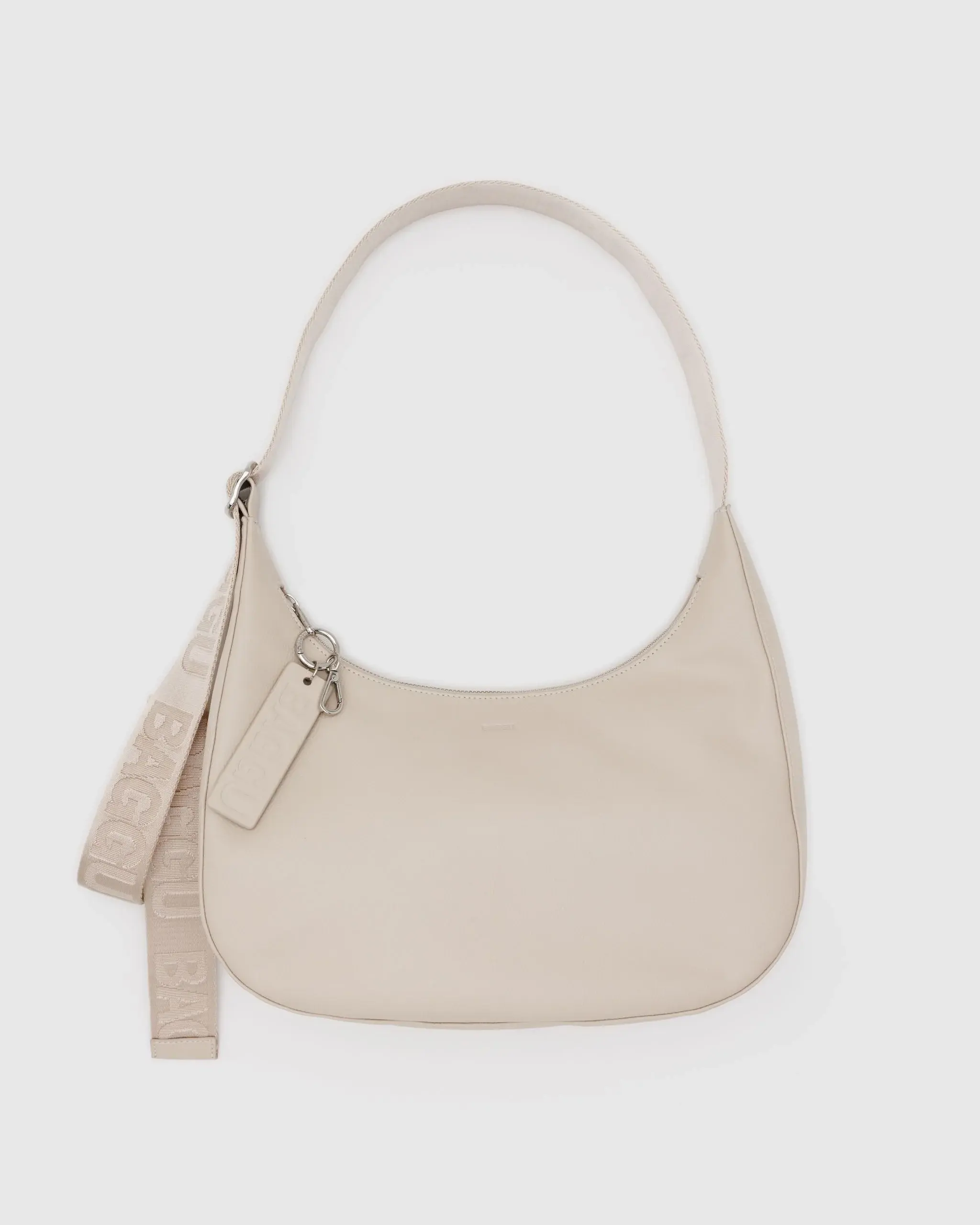 Medium Recycled Leather Crescent Bag Stone