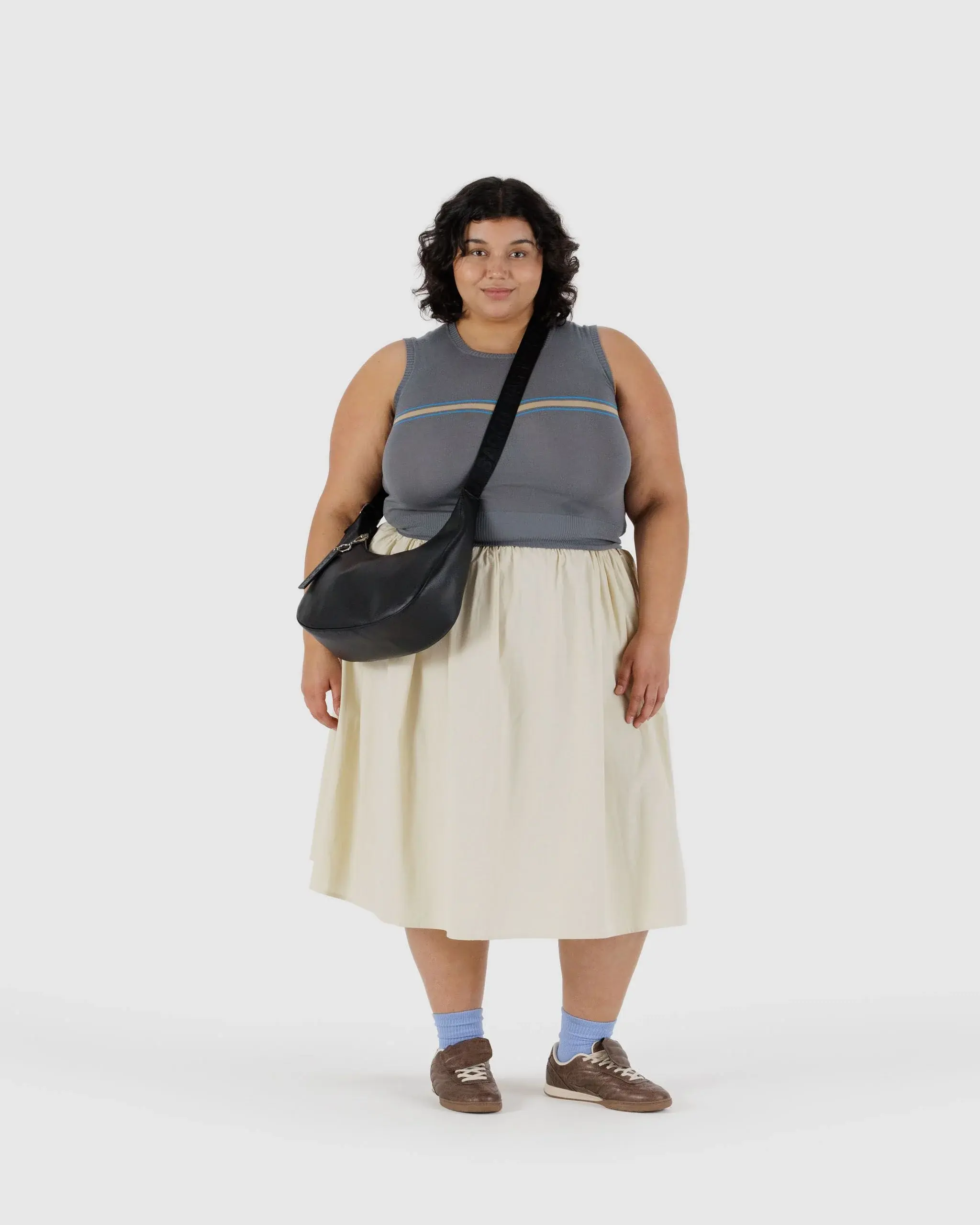 Medium Recycled Leather Crescent Bag Black - Image 2