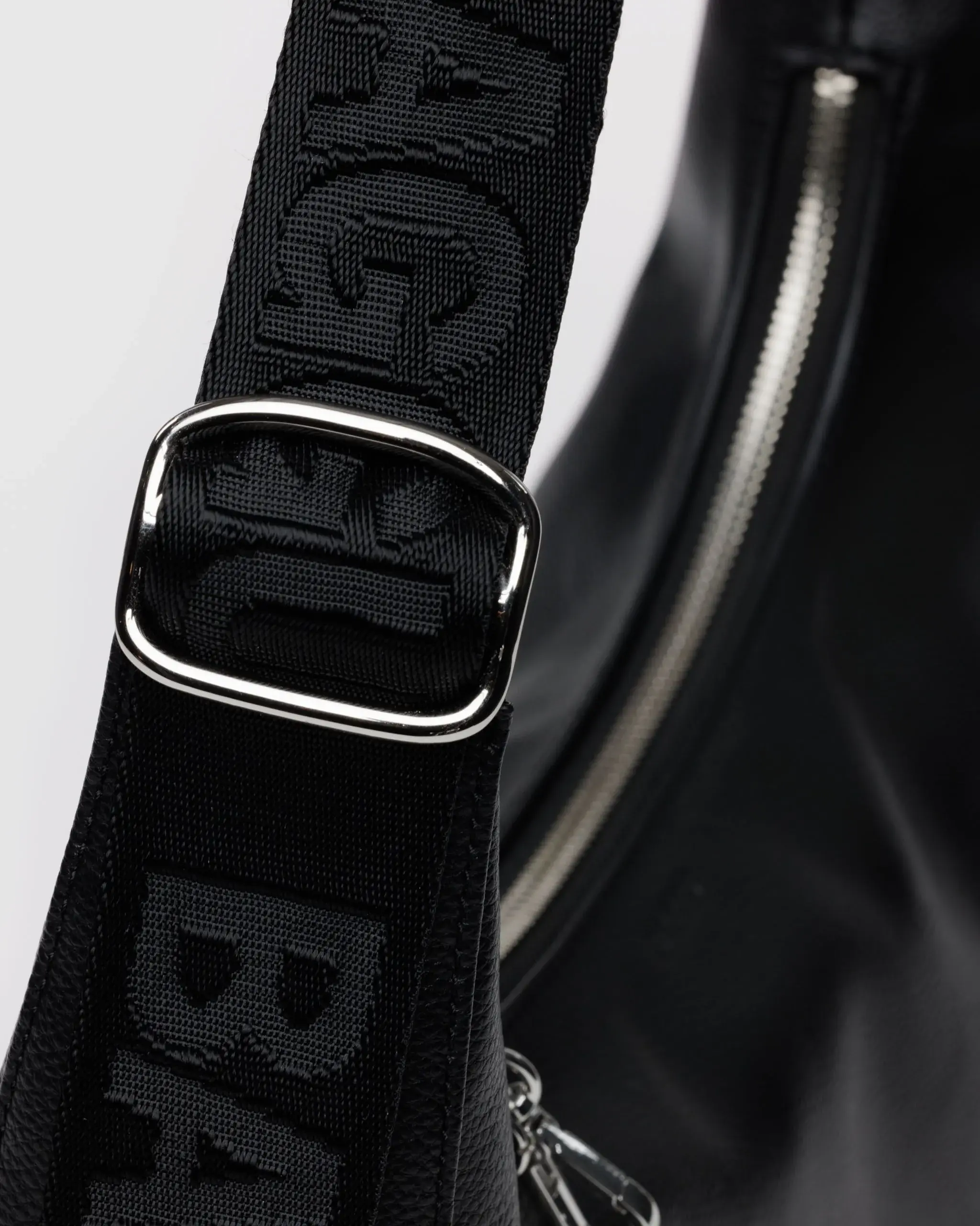 Medium Recycled Leather Crescent Bag Black - Image 5