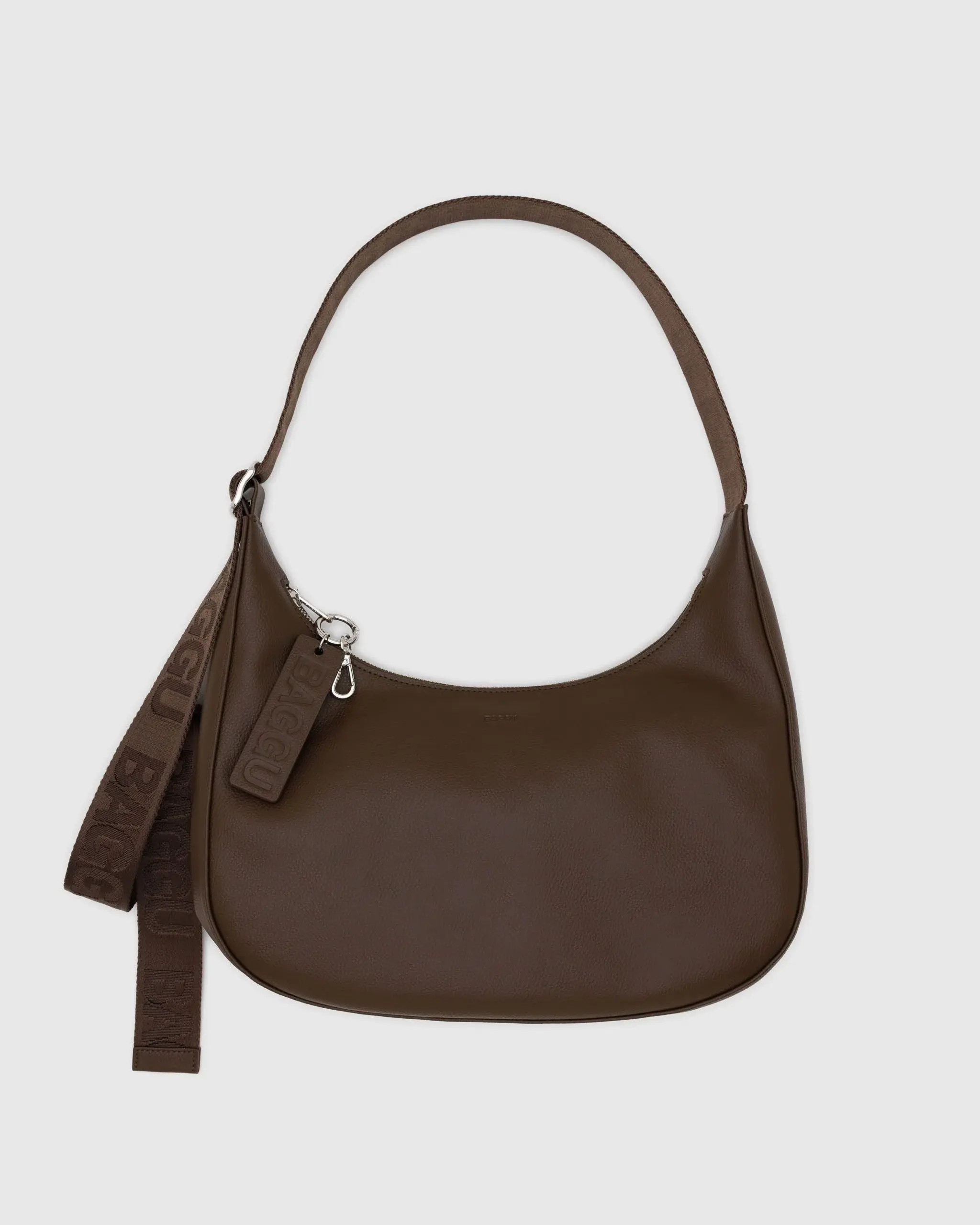 Medium Recycled Leather Crescent Bag Brown