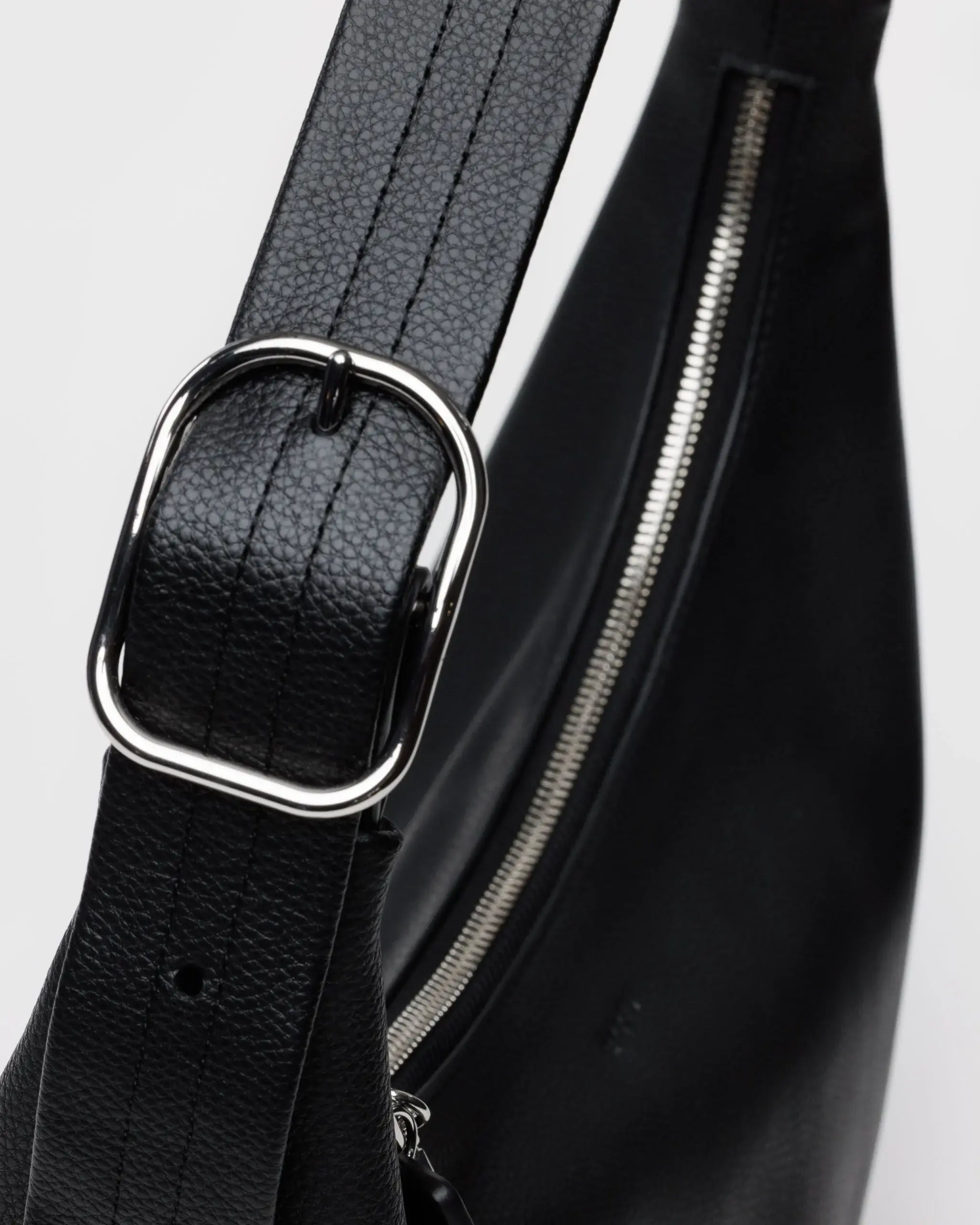 Recycled Leather Shoulder Bag Black - Image 5
