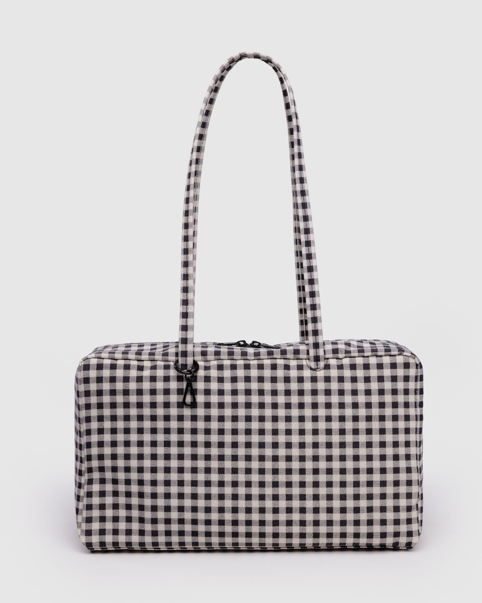 Medium Nylon Bowler Bag Black & White Gingham