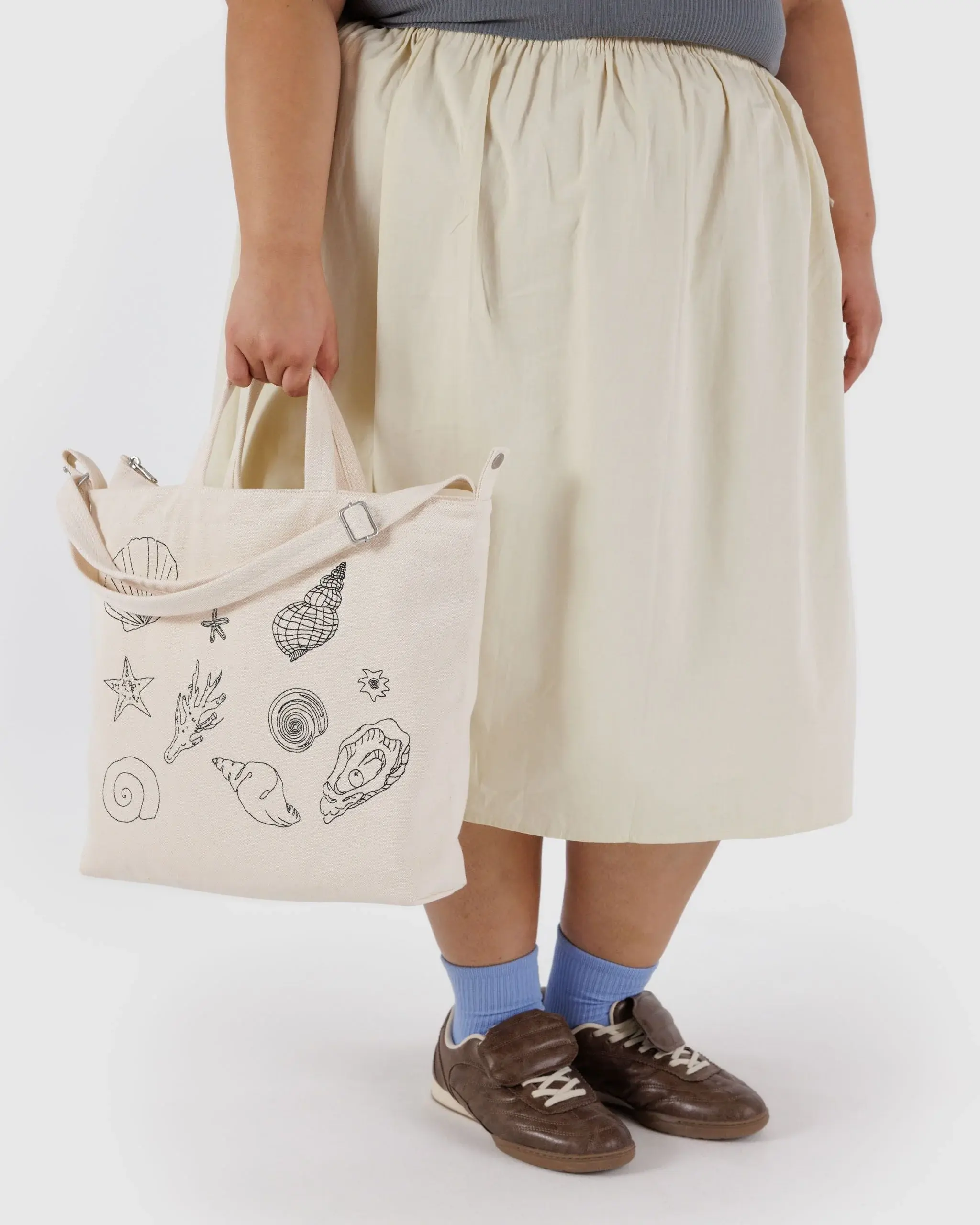 Horizontal Zip Duck Bag Embroidered Shells - Image 3