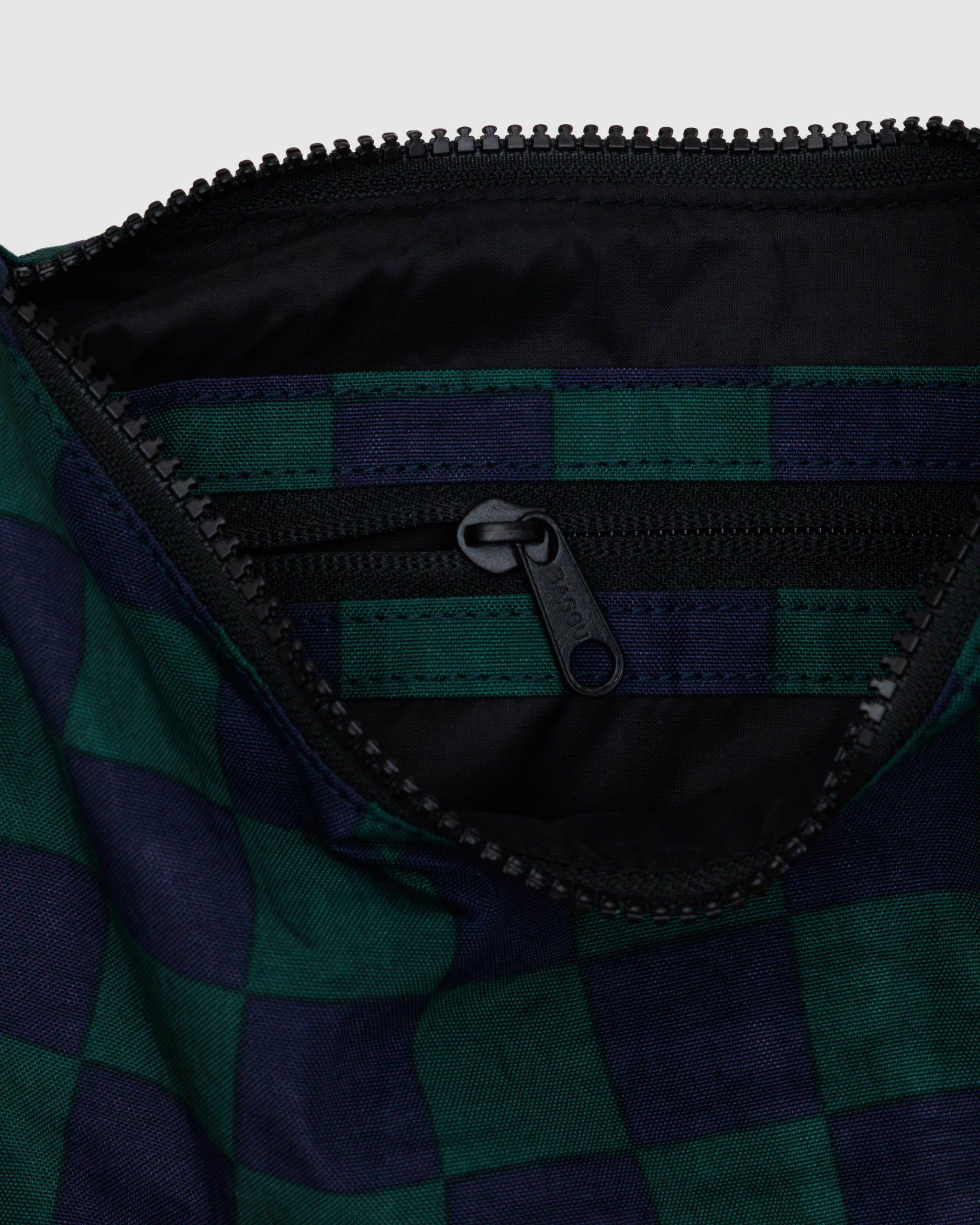 Small Nylon Crescent Bag Navy Green Check - Image 4