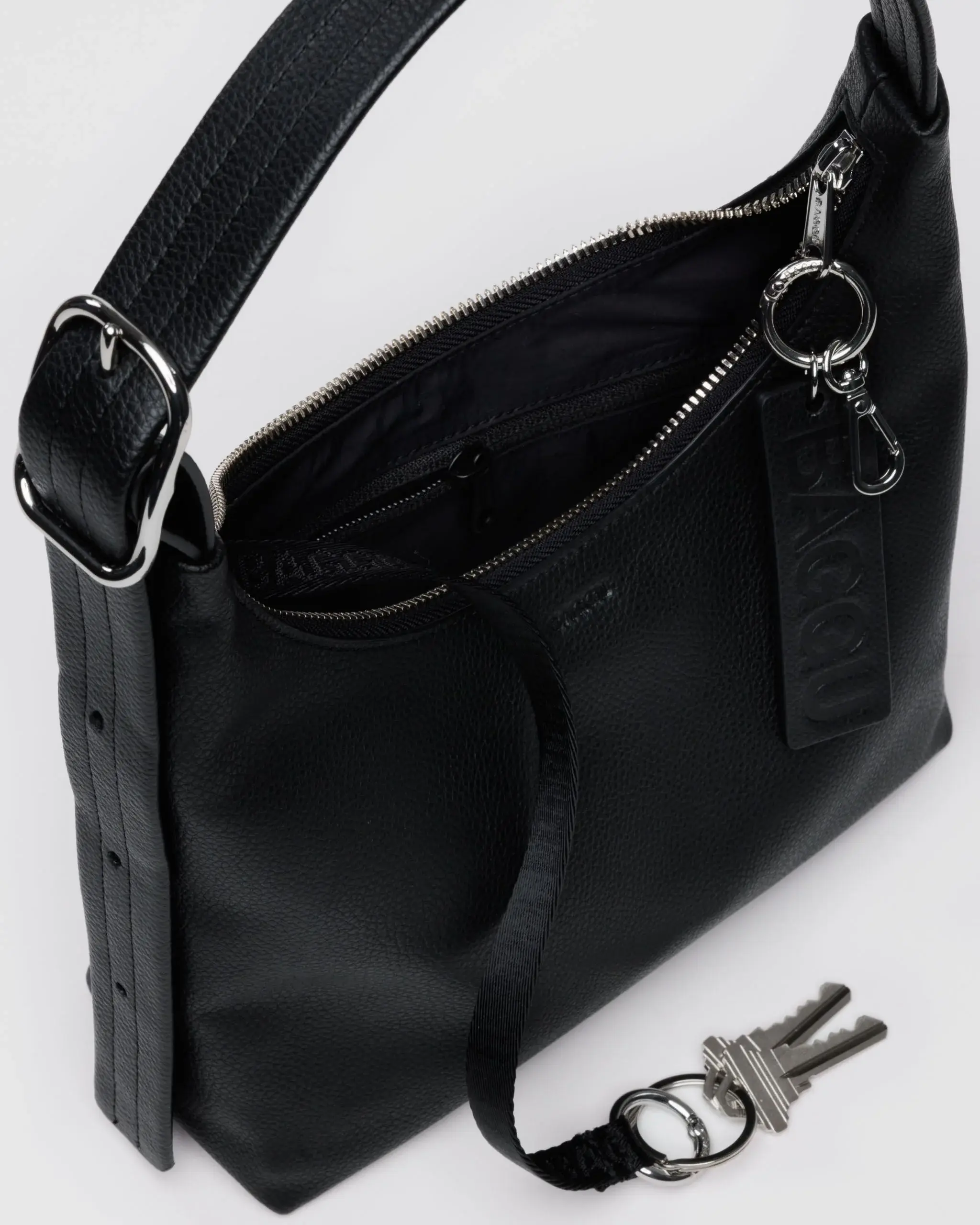 Mini Recycled Leather Shoulder Bag Black - Image 4