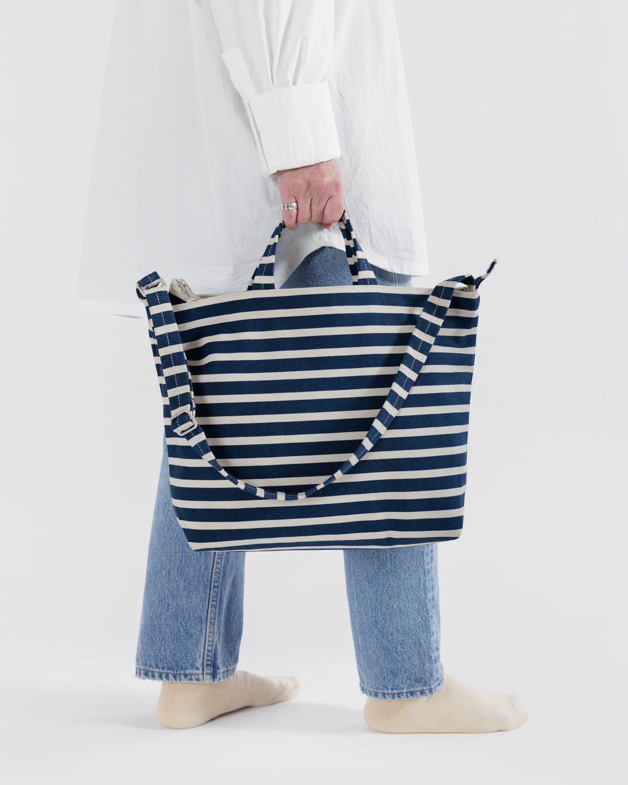 Horizontal Zip Duck Bag Navy Stripe - Image 3