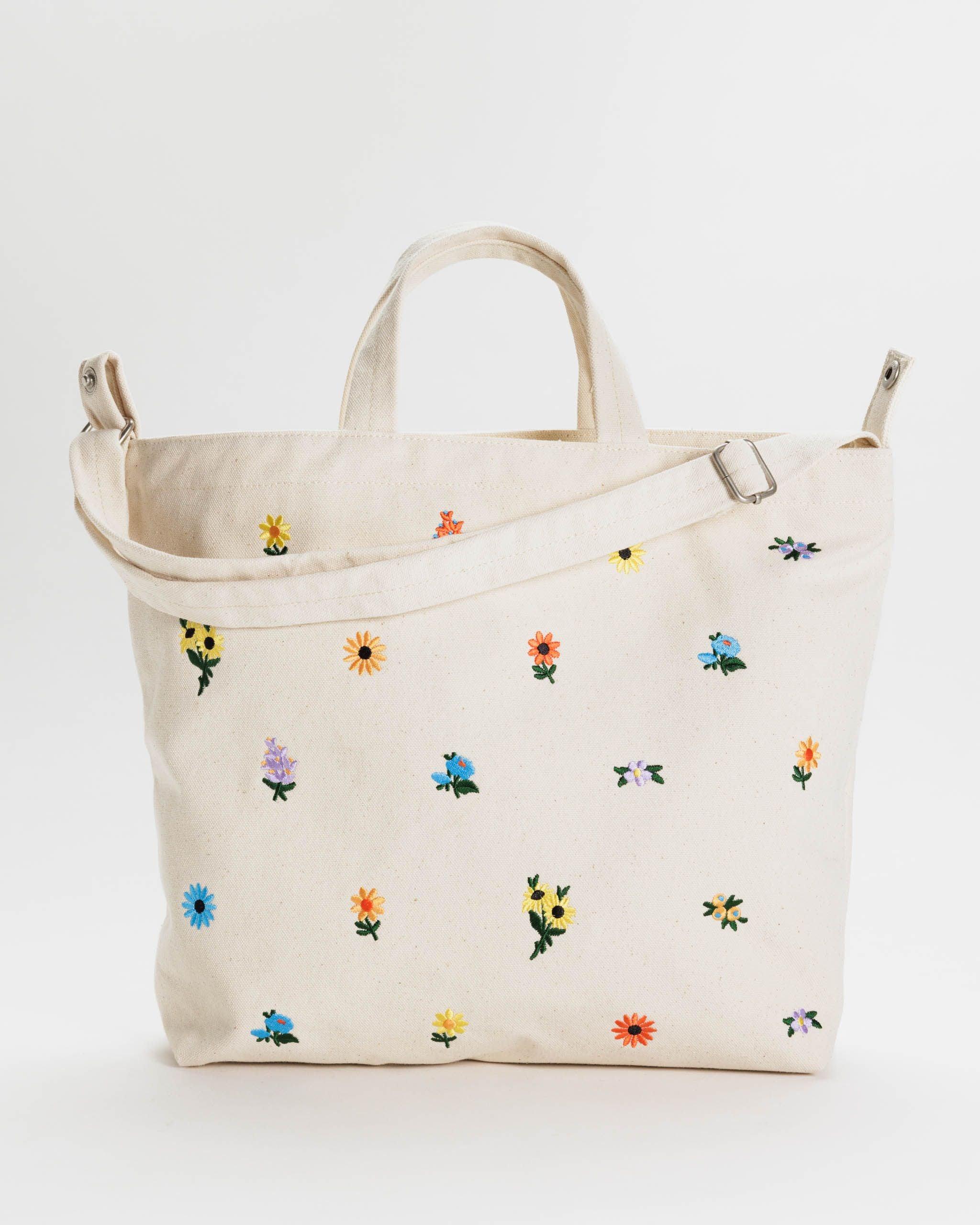 Horizontal Zip Duck Bag Embroidered Ditsy Floral