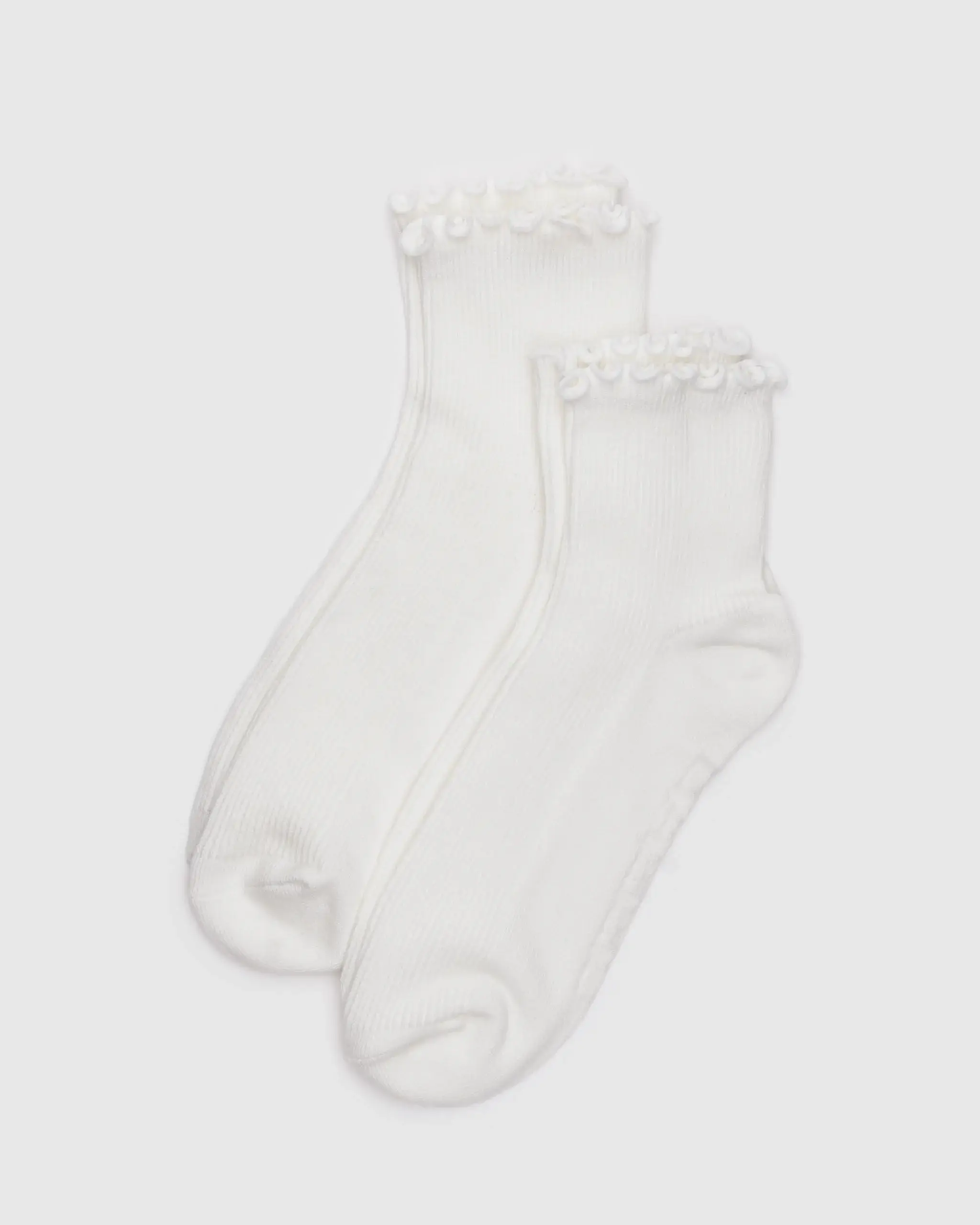 Lettuce Edge Sock Set of 2 White