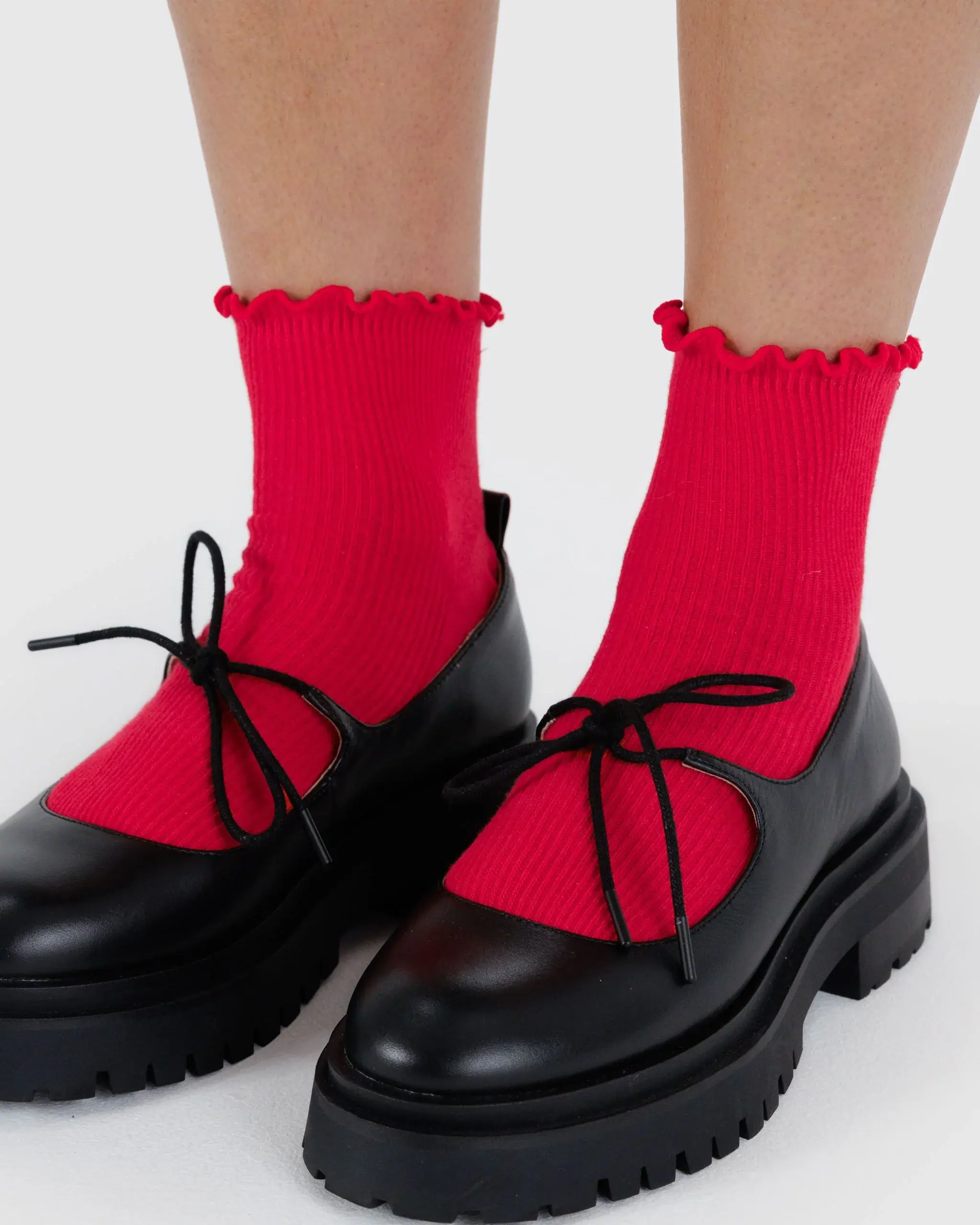 Lettuce Edge Sock Set of 2 Lavender & Red - Image 2