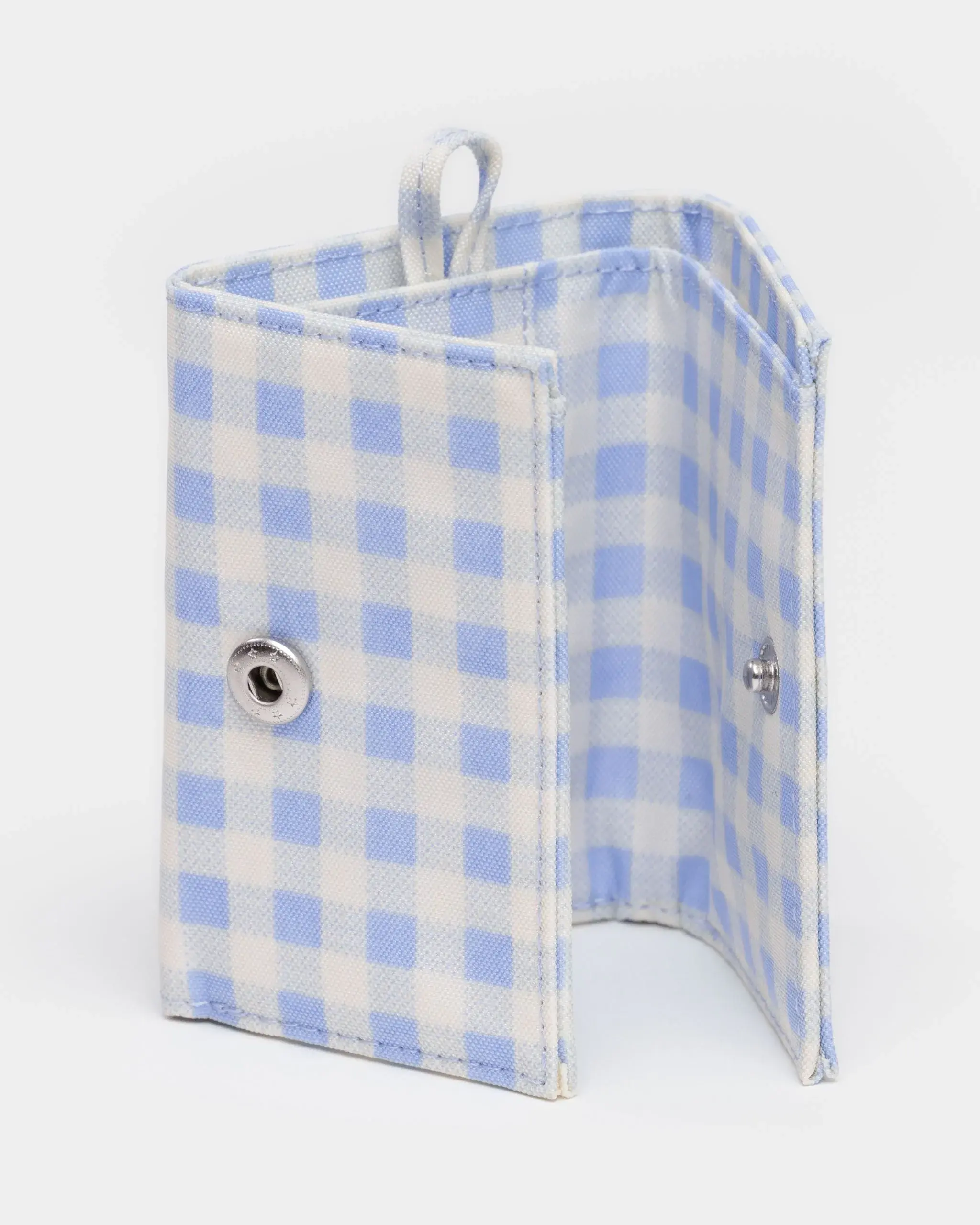 Snap Wallet Light Blue Gingham