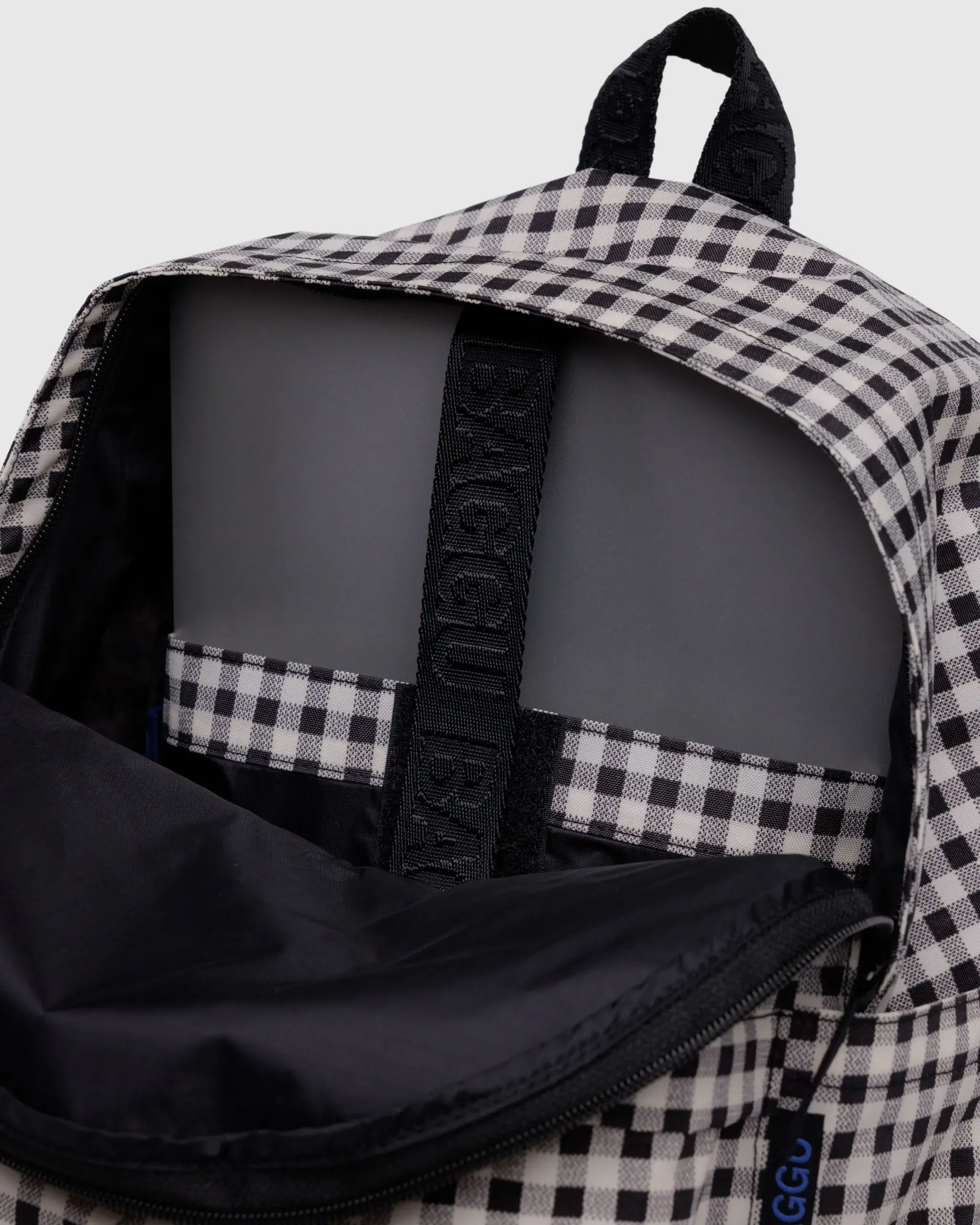 Medium Nylon Backpack Black & White Gingham - Image 4