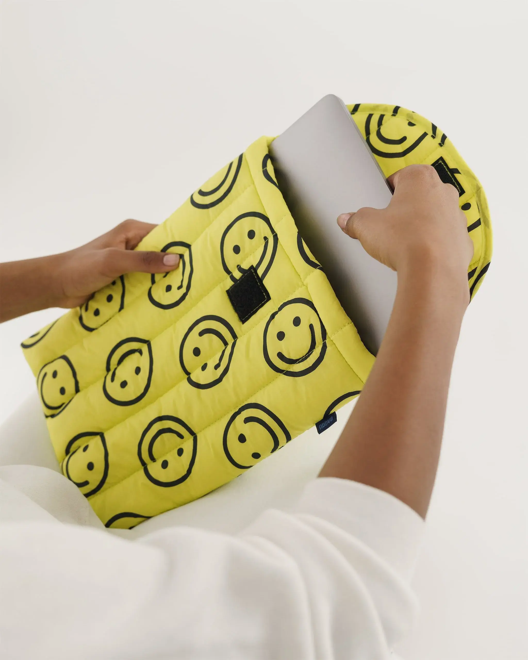 Puffy Laptop Sleeve 13"/14" Yellow Happy - Image 2